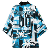 Custom Fijian Rugby Kimono Grunge Palm Stylized