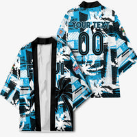Custom Fijian Rugby Kimono Grunge Palm Stylized