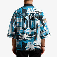Custom Fijian Rugby Kimono Grunge Palm Stylized