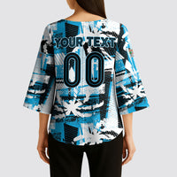 Custom Fijian Rugby Kimono Sleeve Blouse Grunge Palm Stylized