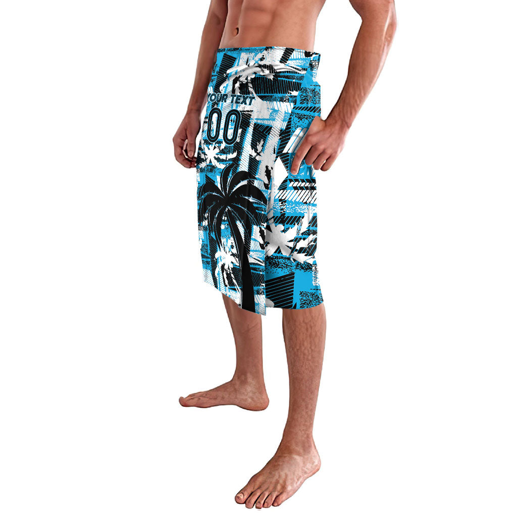 Custom Fijian Rugby Lavalava Grunge Palm Stylized