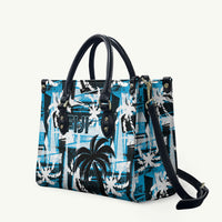 Fijian Rugby Leather Bag Grunge Palm Stylized