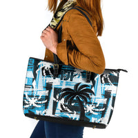 Fijian Rugby Leather Tote Bag Grunge Palm Stylized