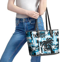 Fijian Rugby Leather Tote Bag Grunge Palm Stylized