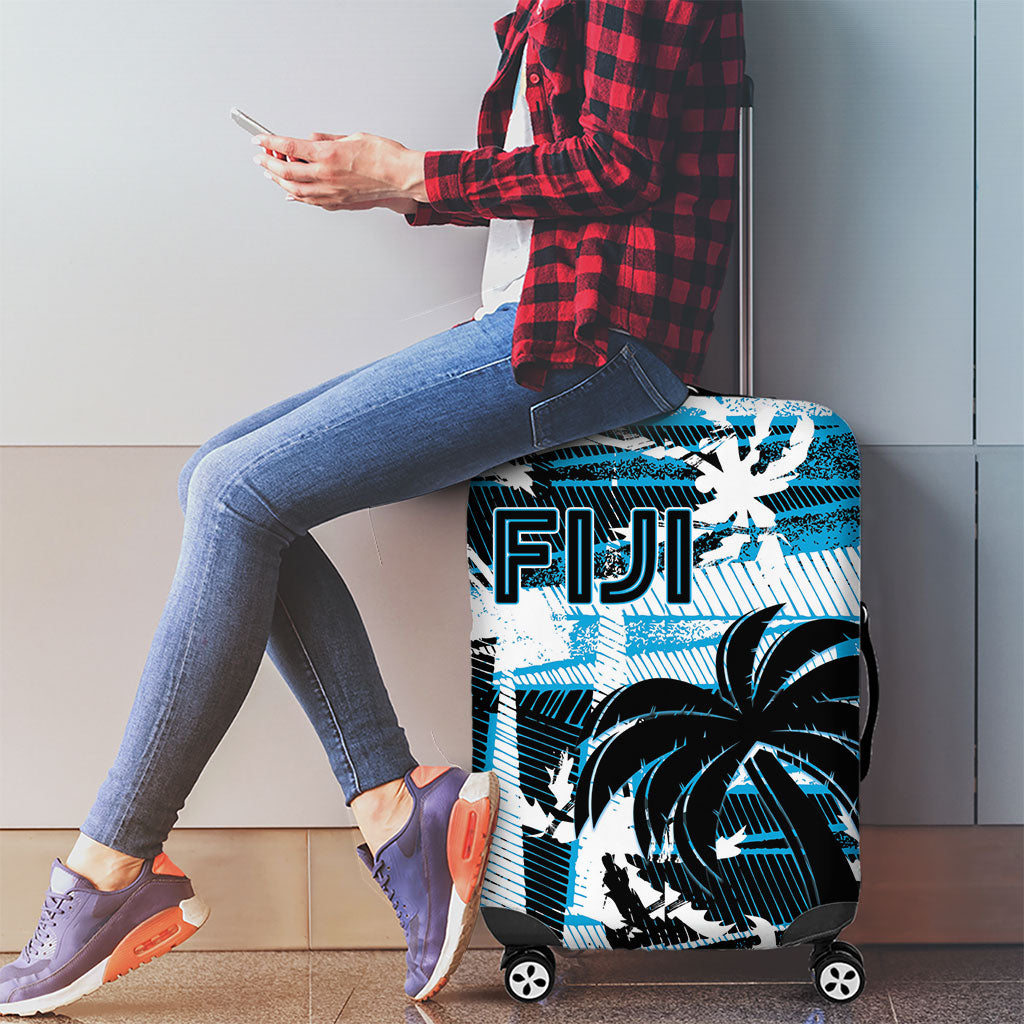 Fijian Rugby Luggage Cover Grunge Palm Stylized