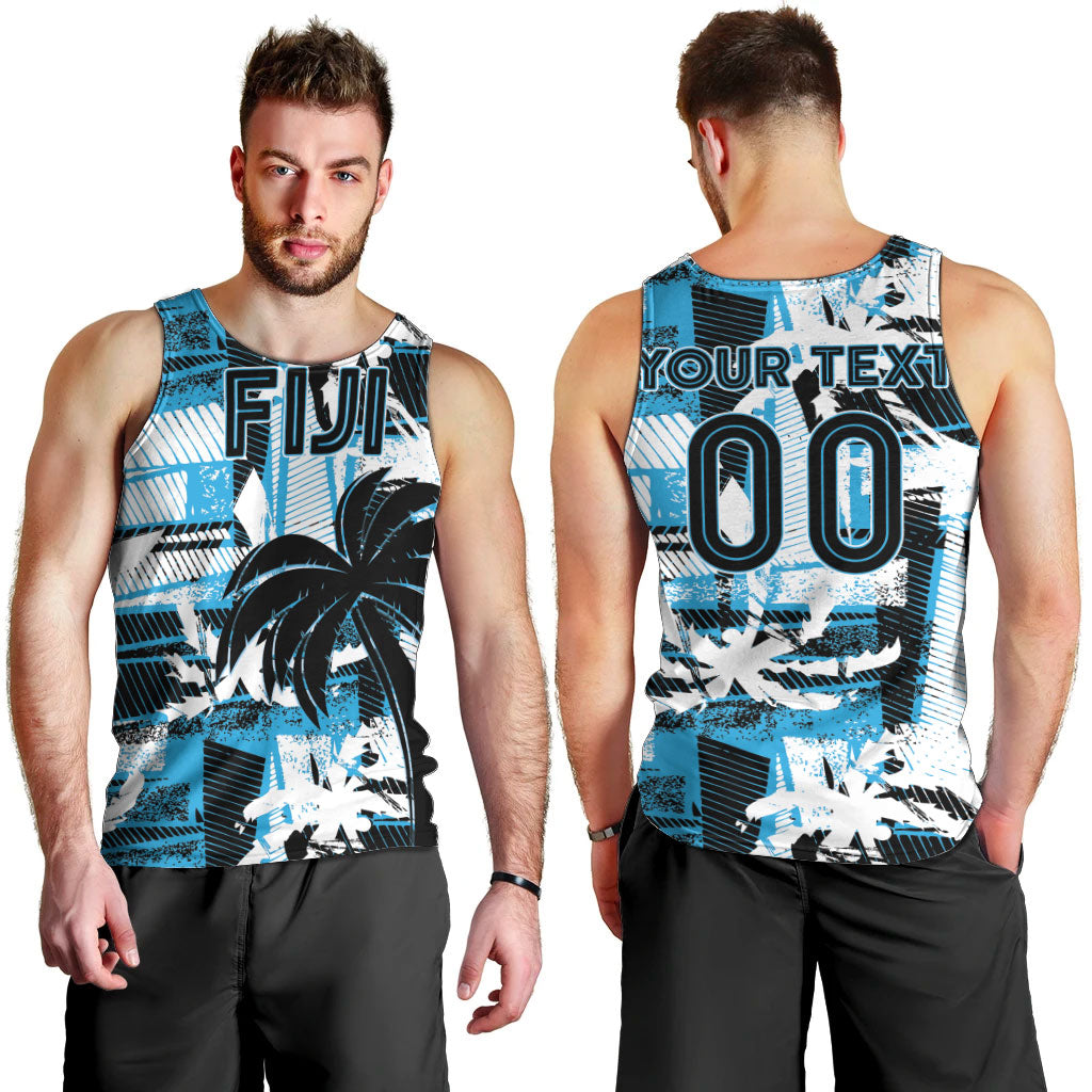 Custom Fijian Rugby Men Tank Top Grunge Palm Stylized