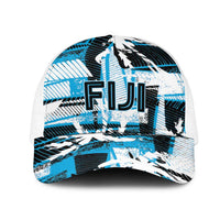 Fijian Rugby Mesh Trucker Cap Grunge Palm Stylized