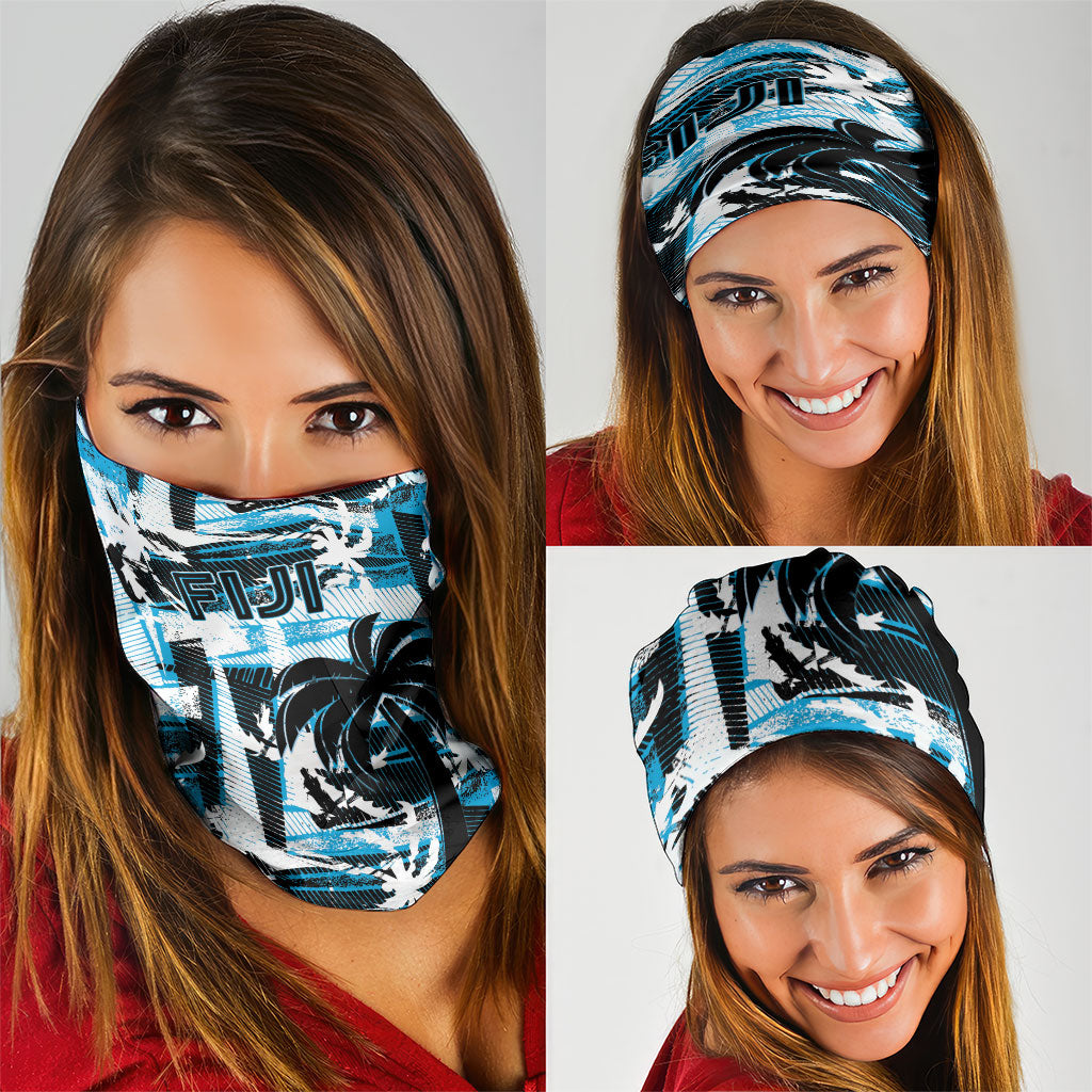 Fijian Rugby Neck Gaiter Grunge Palm Stylized