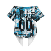 Custom Fijian Rugby Off Shoulder Wrap Waist Top Grunge Palm Stylized