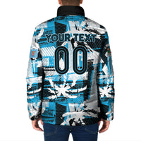 Custom Fijian Rugby Padded Jacket Grunge Palm Stylized