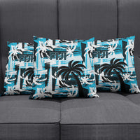 Fijian Rugby Pillow Cover Grunge Palm Stylized