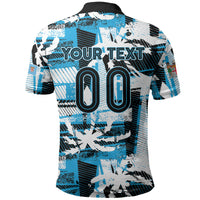 Custom Fijian Rugby Polo Shirt Grunge Palm Stylized