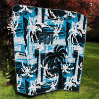 Fijian Rugby Quilt Grunge Palm Stylized