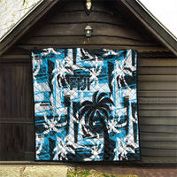 Fijian Rugby Quilt Grunge Palm Stylized