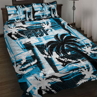 Fijian Rugby Quilt Bed Set Grunge Palm Stylized