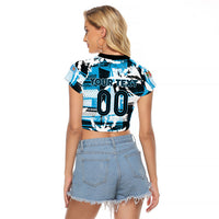 Custom Fijian Rugby Raglan Cropped T Shirt Grunge Palm Stylized
