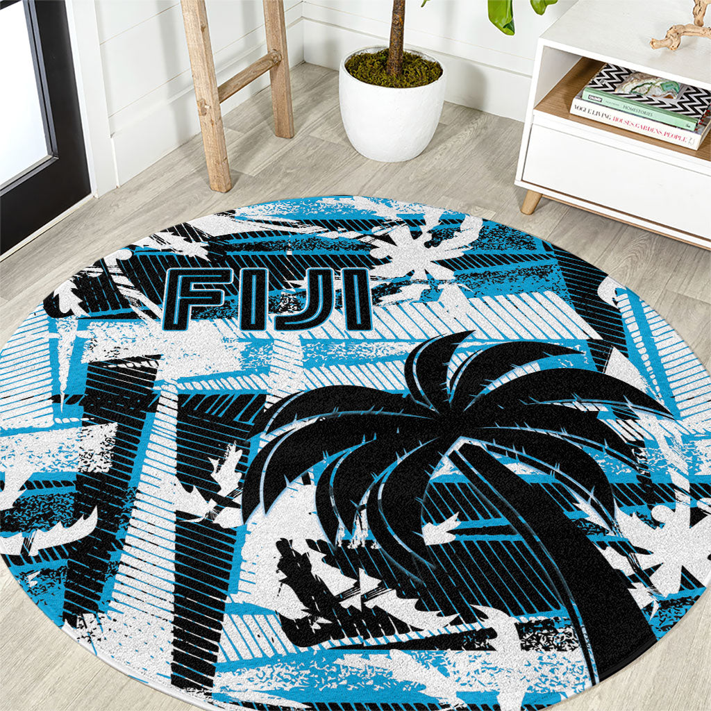 Fijian Rugby Round Carpet Grunge Palm Stylized