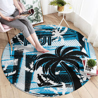 Fijian Rugby Round Carpet Grunge Palm Stylized
