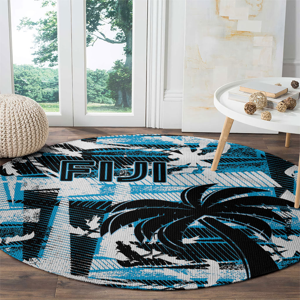 Fijian Rugby Round Carpet Grunge Palm Stylized