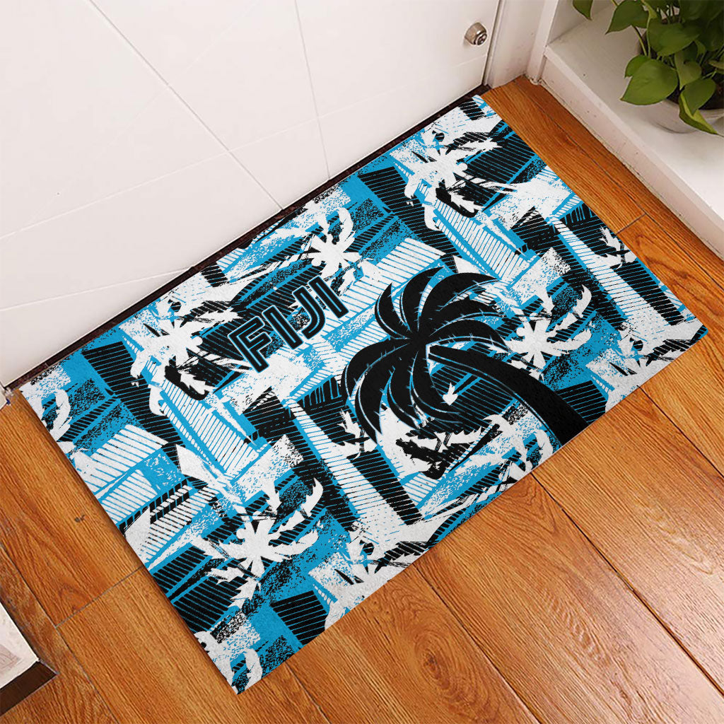 Fijian Rugby Rubber Doormat Grunge Palm Stylized