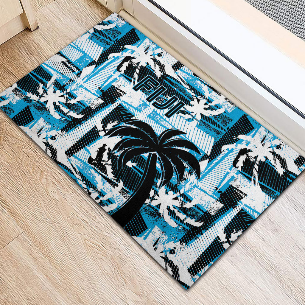 Fijian Rugby Rubber Doormat Grunge Palm Stylized