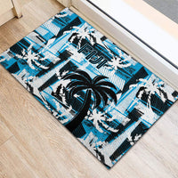 Fijian Rugby Rubber Doormat Grunge Palm Stylized