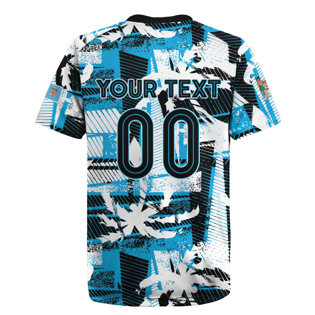 Custom Fijian Rugby Rugby Jersey Grunge Palm Stylized