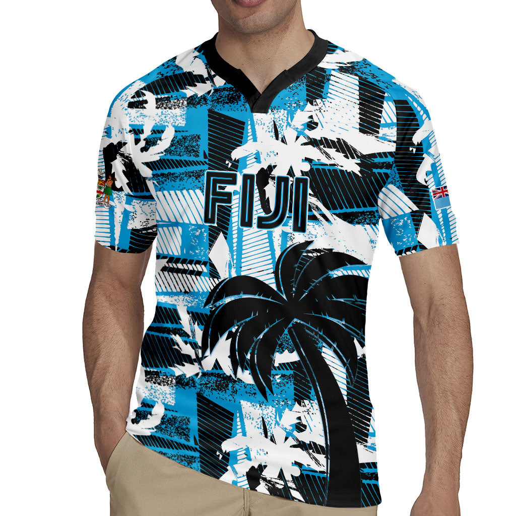 Custom Fijian Rugby Rugby Jersey Grunge Palm Stylized