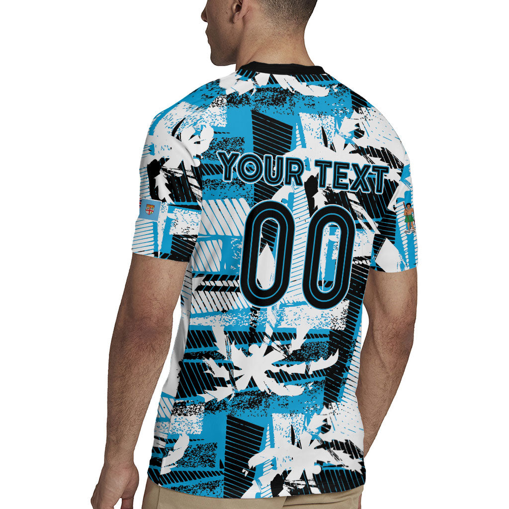 Custom Fijian Rugby Rugby Jersey Grunge Palm Stylized