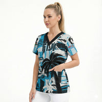 Custom Fijian Rugby Scrub Top Grunge Palm Stylized