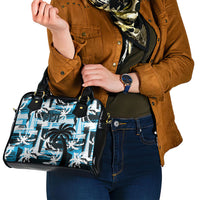 Fijian Rugby Shoulder Handbag Grunge Palm Stylized