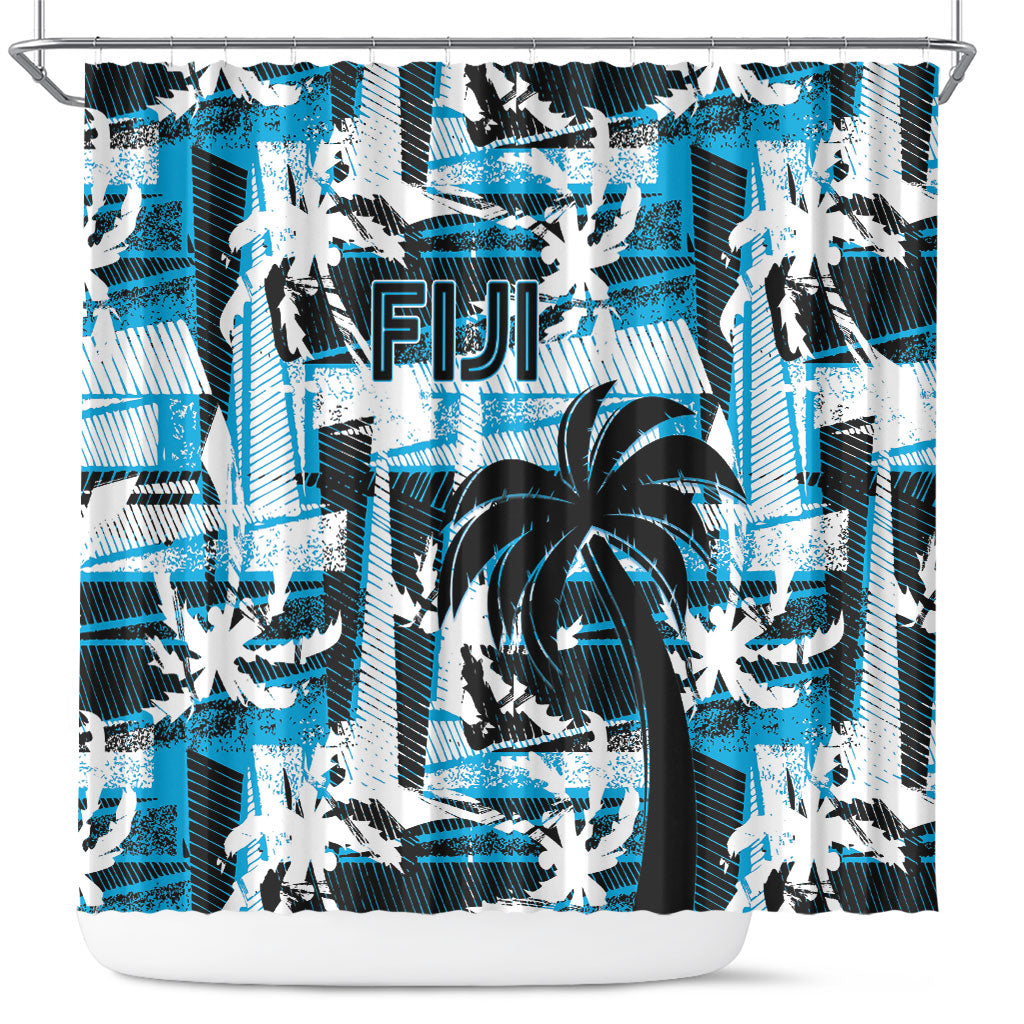 Fijian Rugby Shower Curtain Grunge Palm Stylized