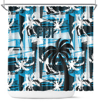 Fijian Rugby Shower Curtain Grunge Palm Stylized