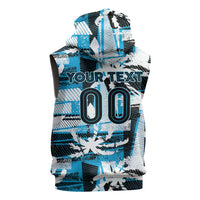 Custom Fijian Rugby Sleeveless Hoodie Grunge Palm Stylized