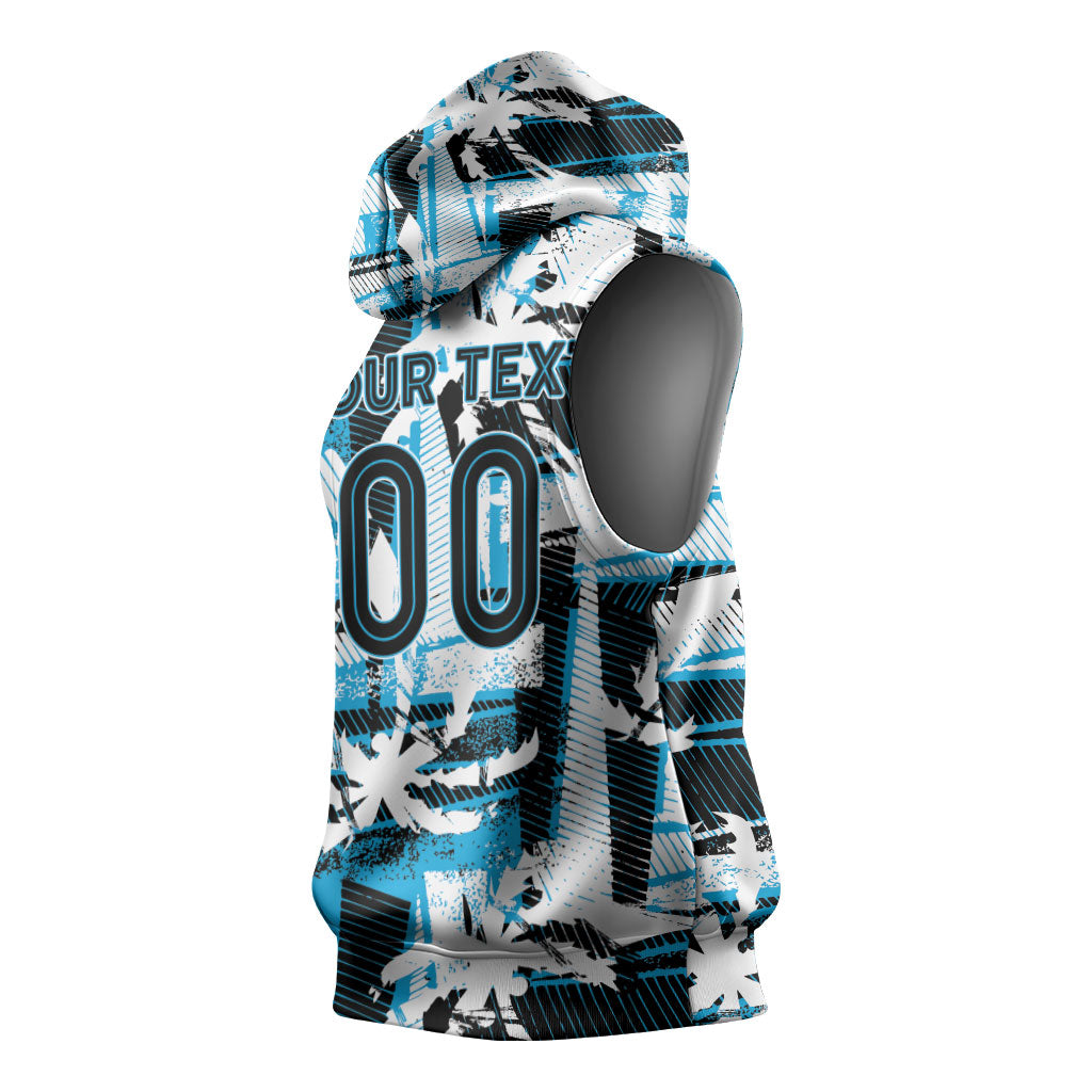 Custom Fijian Rugby Sleeveless Hoodie Grunge Palm Stylized