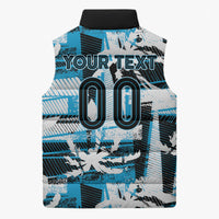 Custom Fijian Rugby Sleeveless Puffer Jacket Grunge Palm Stylized