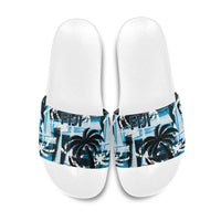 Fijian Rugby Slide Sandals Grunge Palm Stylized