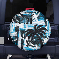 Fijian Rugby Spare Tire Cover Grunge Palm Stylized