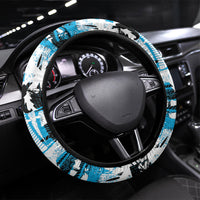 Fijian Rugby Steering Wheel Cover Grunge Palm Stylized