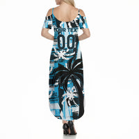 Custom Fijian Rugby Summer Maxi Dress Grunge Palm Stylized