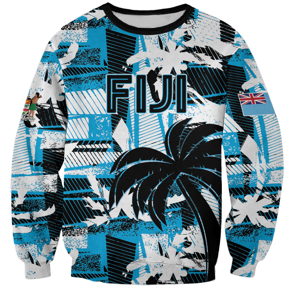 Custom Fijian Rugby Sweatshirt Grunge Palm Stylized