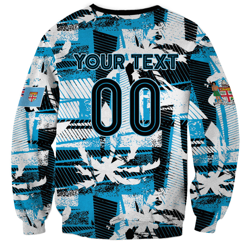 Custom Fijian Rugby Sweatshirt Grunge Palm Stylized