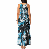 Custom Fijian Rugby Tank Maxi Dress Grunge Palm Stylized