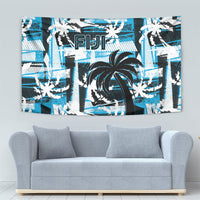 Fijian Rugby Tapestry Grunge Palm Stylized