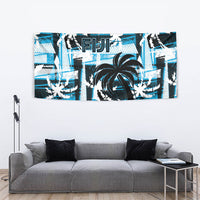 Fijian Rugby Tapestry Grunge Palm Stylized