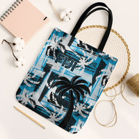 Fijian Rugby Tote Bag Grunge Palm Stylized