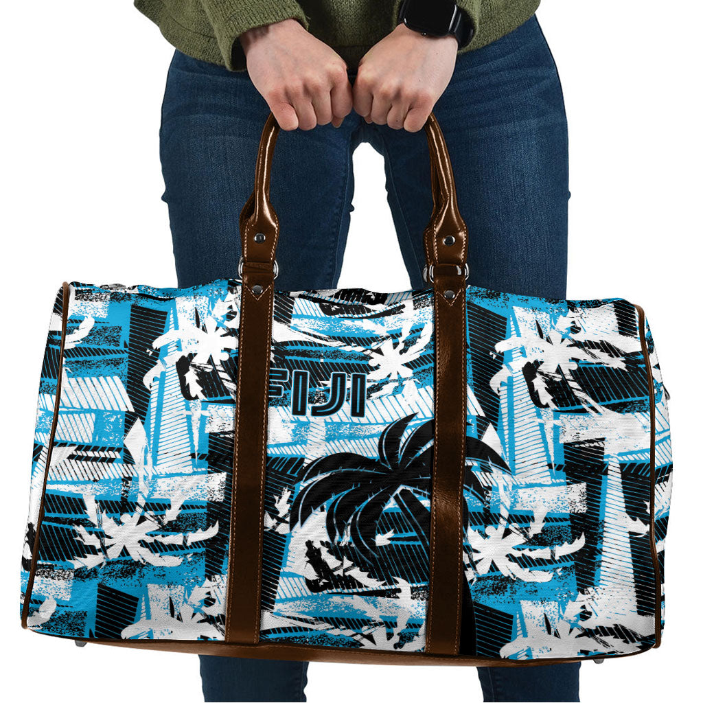 Fijian Rugby Travel Bag Grunge Palm Stylized