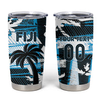 Custom Fijian Rugby Tumbler Cup Grunge Palm Stylized