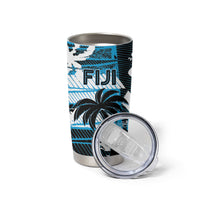 Custom Fijian Rugby Tumbler Cup Grunge Palm Stylized