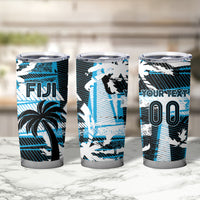 Custom Fijian Rugby Tumbler Cup Grunge Palm Stylized
